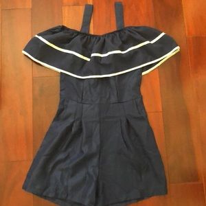 navy off the shoulder romper